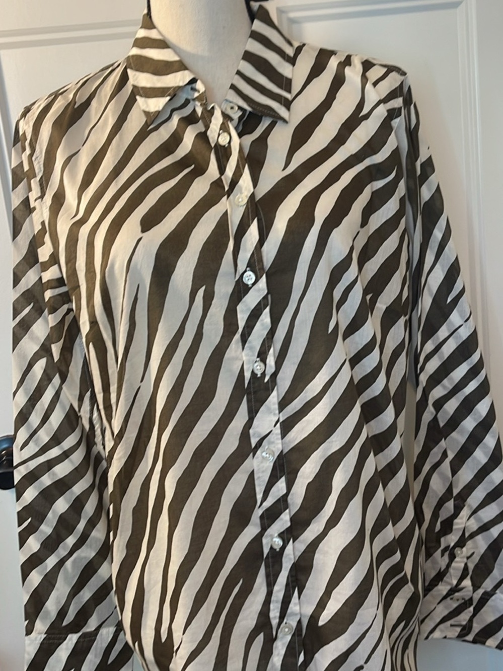 Talbots Zebra-Print Button-Down Shirt - Black & White